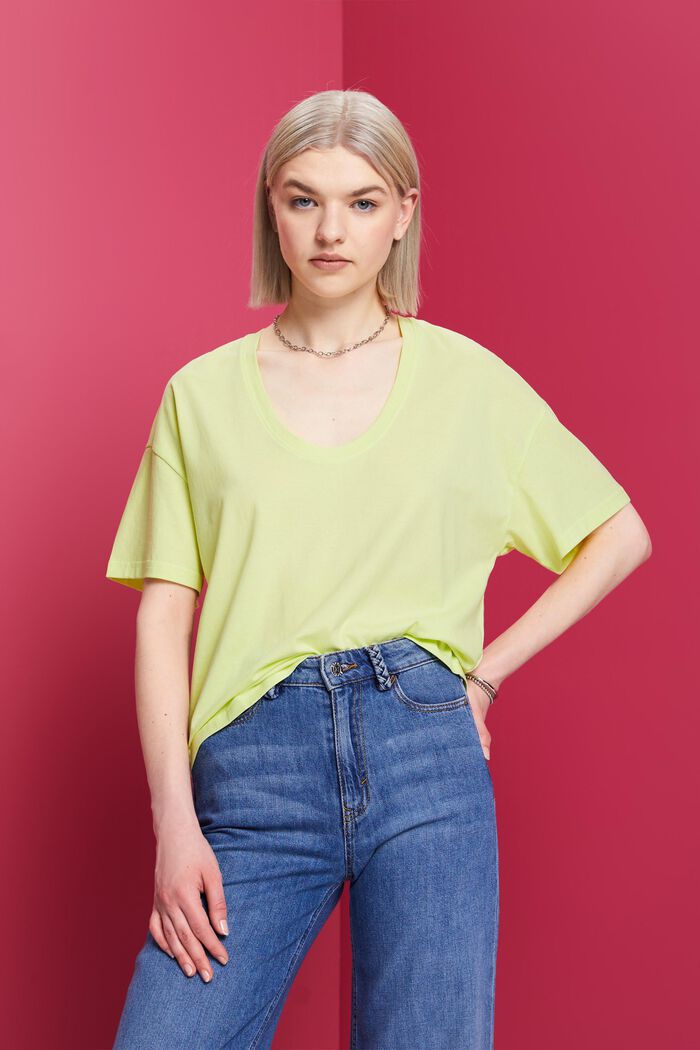 Cropped oversized T-shirt, 100 % bomuld, LIME YELLOW, detail image number 0