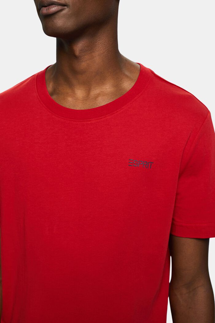 T-shirt i bomuldsjersey med logo, DARK RED, detail image number 3