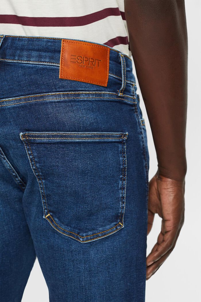 Slim jeans med mellemhøj talje, BLUE DARK WASHED, detail image number 4