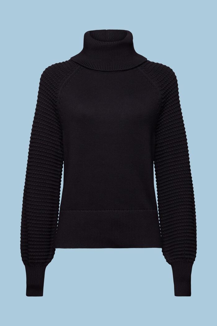 Rullekravesweater i bomuld, BLACK, detail image number 7