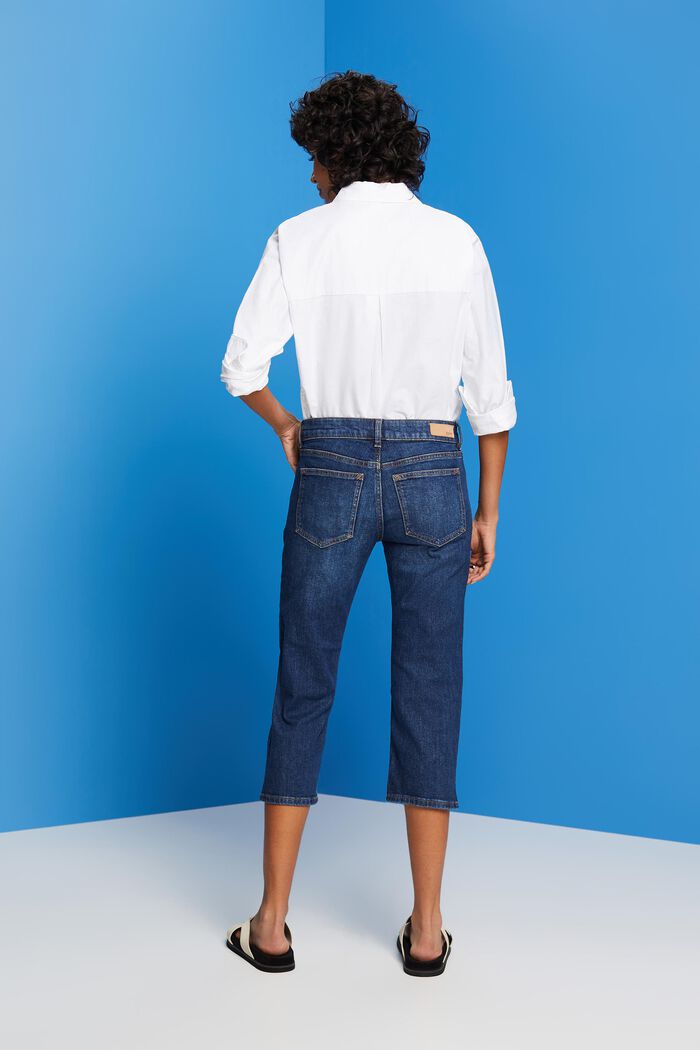 Capri-jeans med mellemhøj talje, BLUE DARK WASHED, detail image number 3