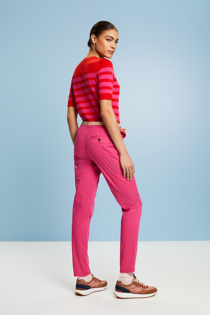 Chinos med bælte, PINK FUCHSIA, detail image number 2