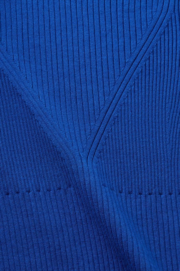 Ribbet sweater med korte ærmer, BRIGHT BLUE, detail image number 5