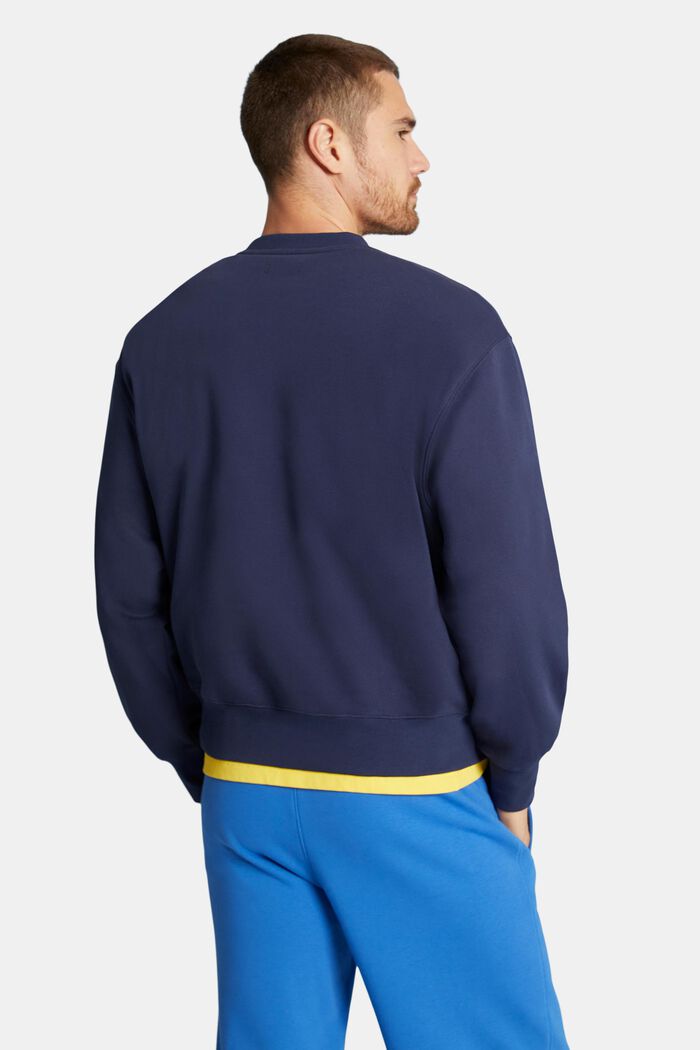 Unisex sweatshirt i bomuldsfleece med logo, NAVY, detail image number 3