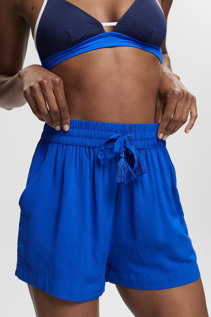Shorts med kvaster, LENZING™ ECOVERO™, BRIGHT BLUE, detail image number 2