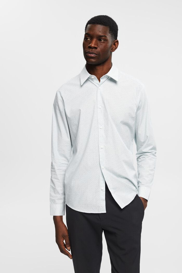 Mønstret slim fit-skjorte i bomuld, WHITE, detail image number 0