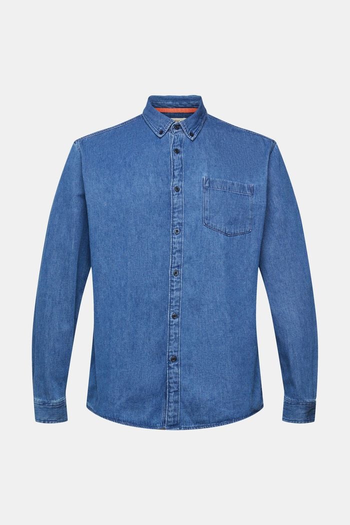Denimskjorte med patchlomme, BLUE MEDIUM WASHED, detail image number 6