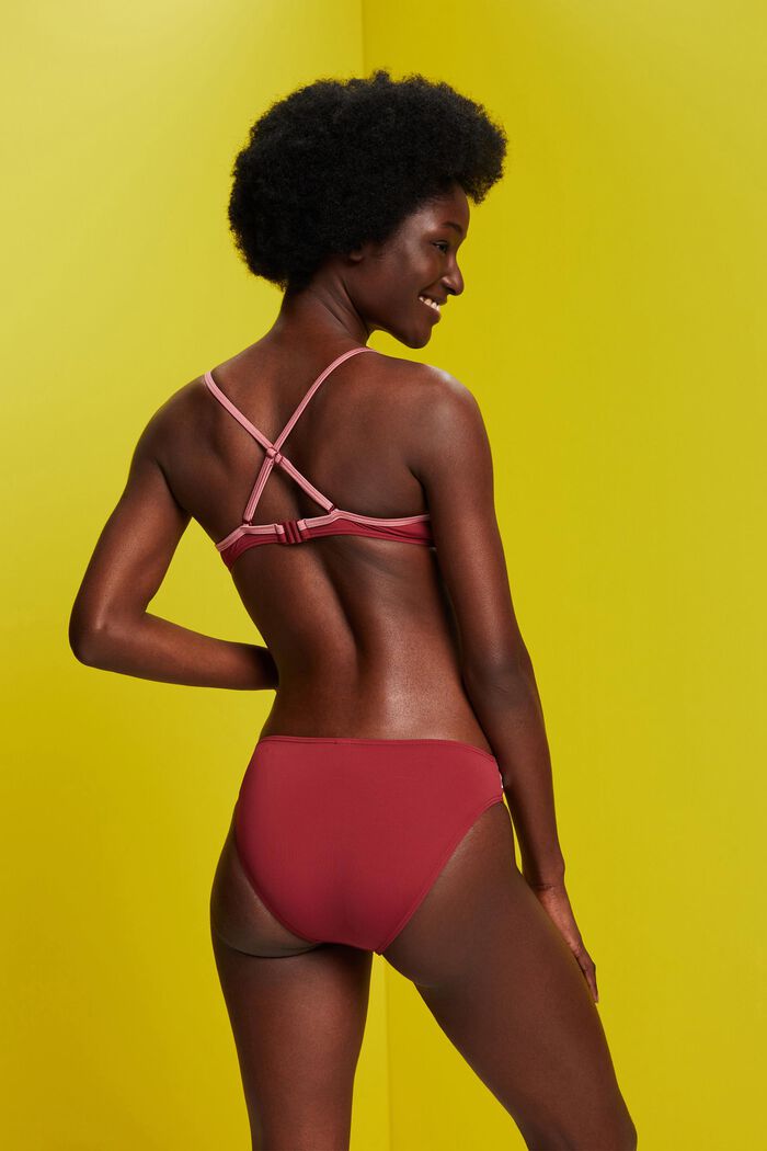 Trefarvet polstret bikinitop med bøjle, DARK RED, detail image number 2