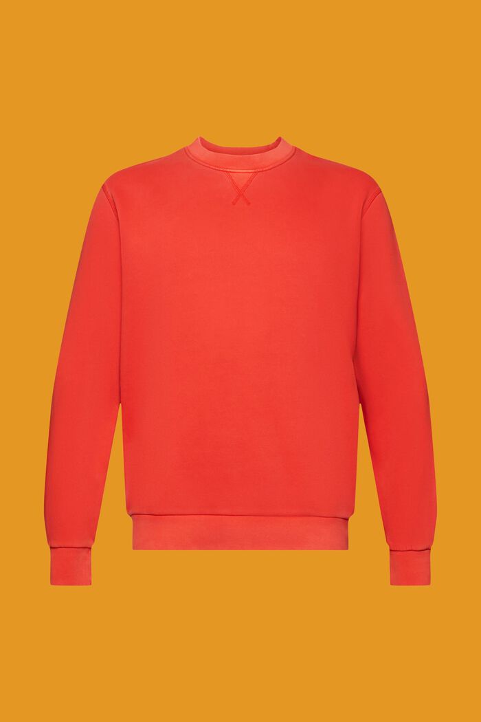 Ensfarvet sweatshirt i regular fit, RED, detail image number 7