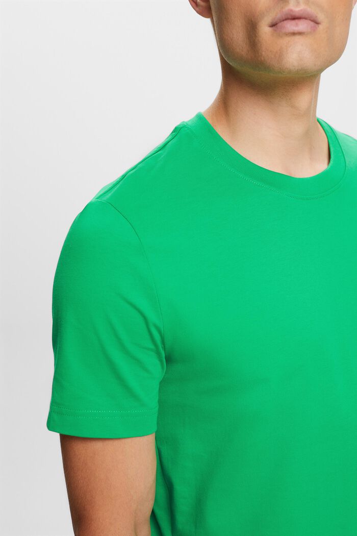 T-shirt i pima-bomuldsjersey med rund hals, GREEN, detail image number 2