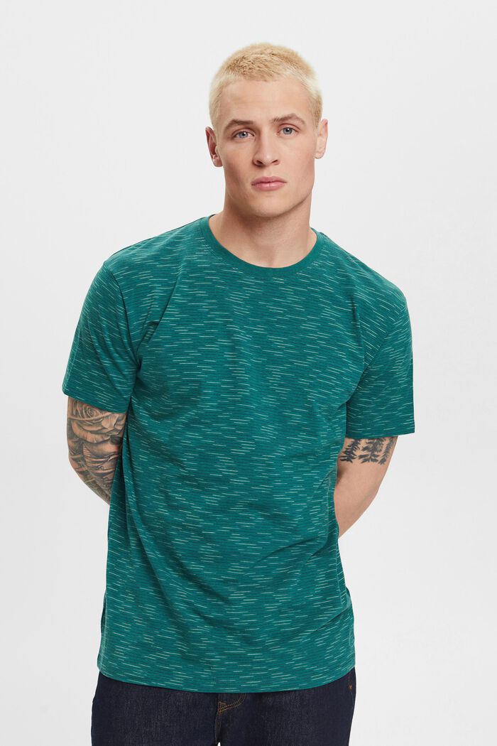T-shirt med fine striber, EMERALD GREEN, detail image number 0