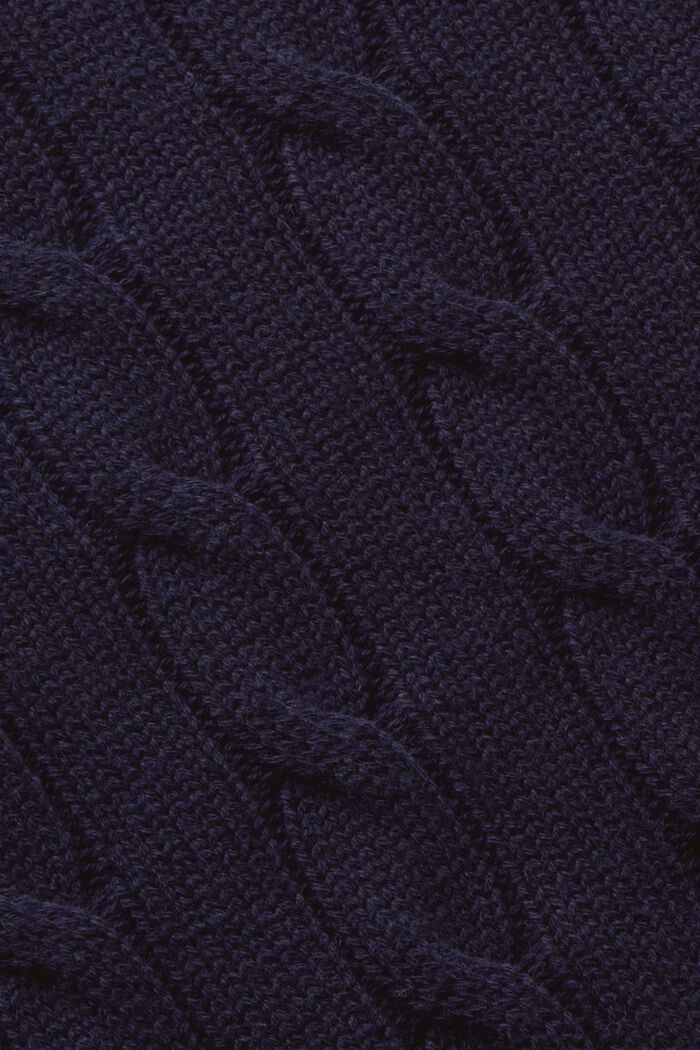 Kabelstrikket sweater med V-hals, NAVY, detail image number 4