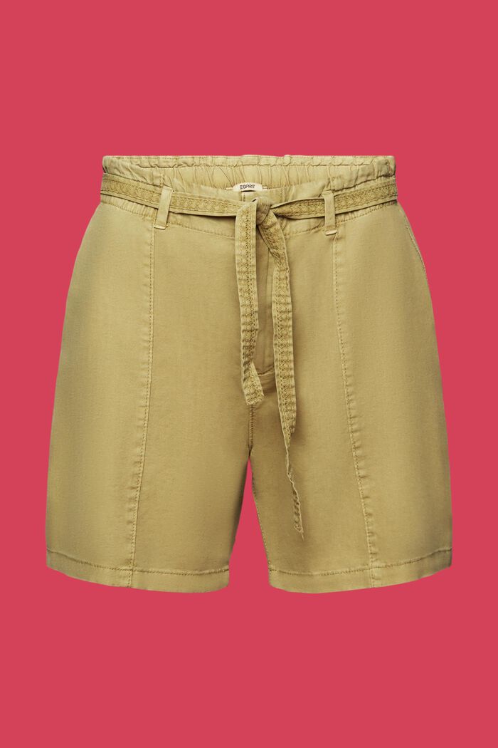 Shorts med bindebælte, hørmiks, PISTACHIO GREEN, detail image number 8