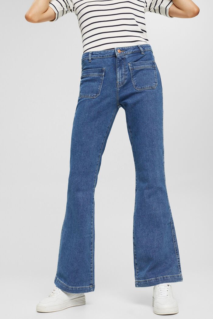 Bootcut-jeans med påsatte lommer, BLUE MEDIUM WASHED, detail image number 0