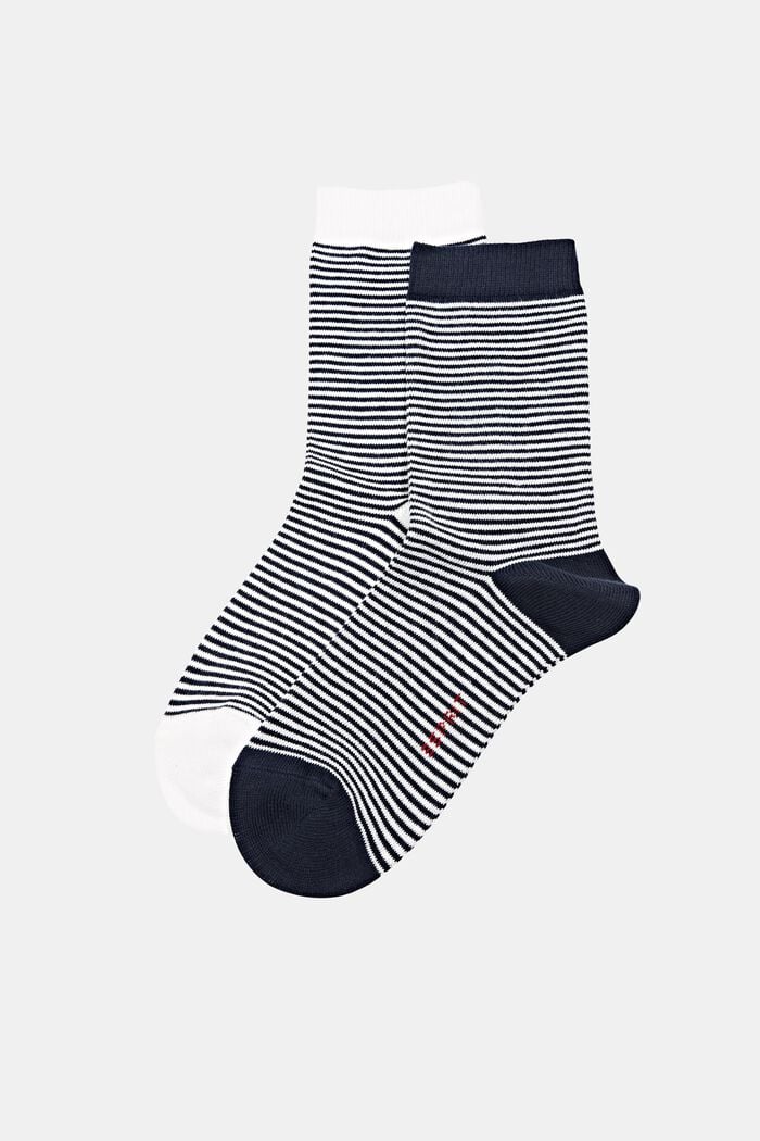 Pakke med 2 par sokker i økologisk bomuldsblanding, WHITE/NAVY, detail image number 0