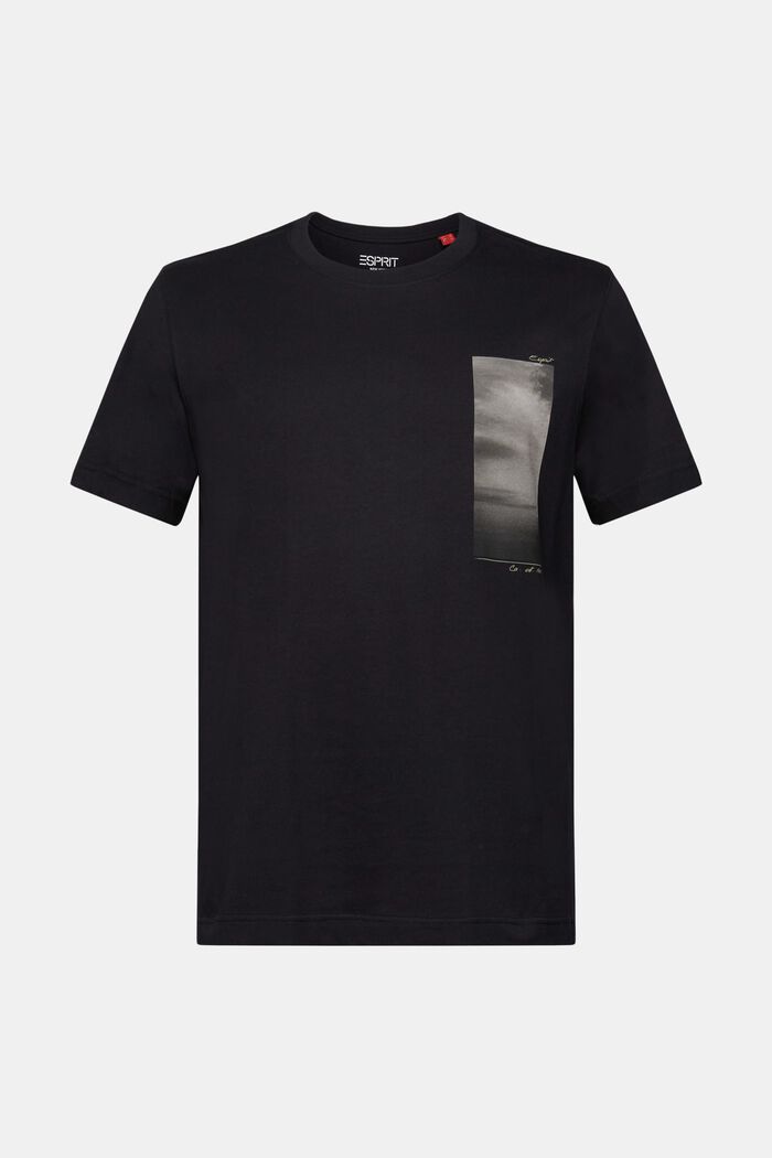 T-shirt i økologisk bomuld med print, BLACK, detail image number 6