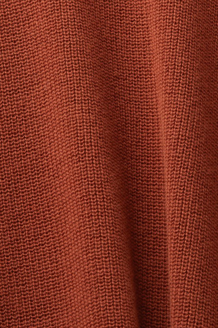 Rullekravesweater i ribstrik med flagermusærmer, TERRACOTTA, detail image number 4