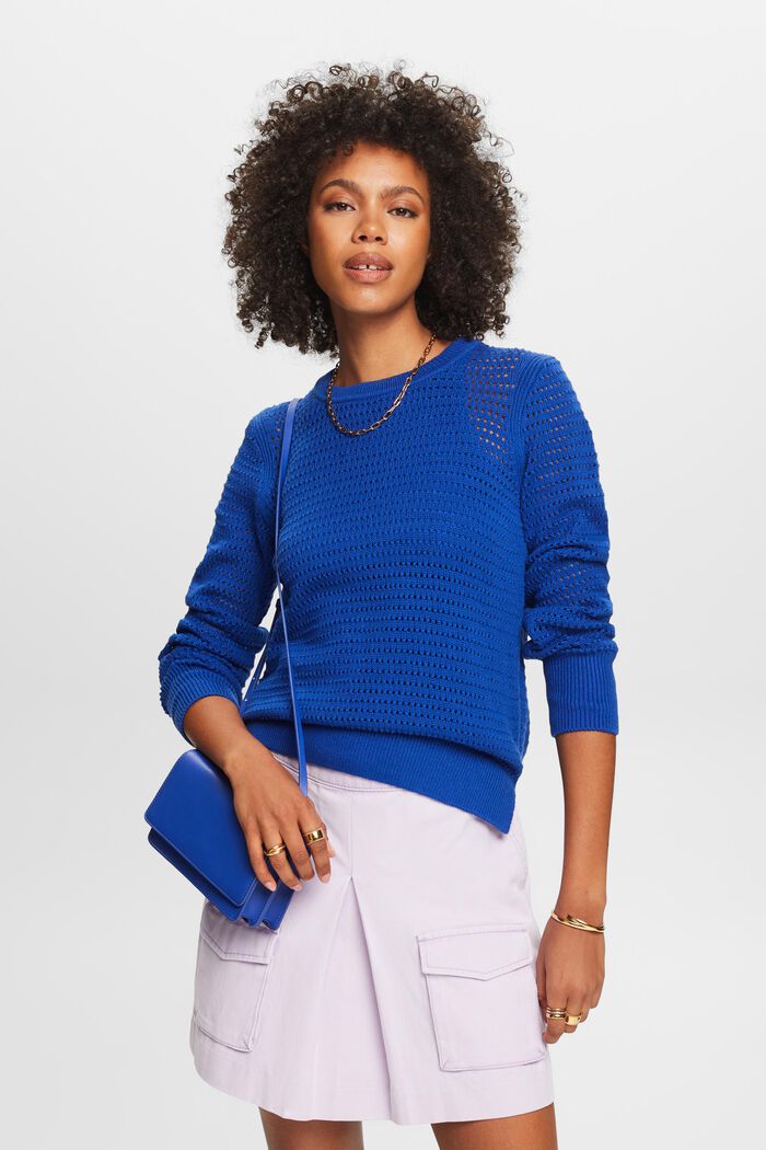 Sweater i mesh, BRIGHT BLUE, detail image number 0