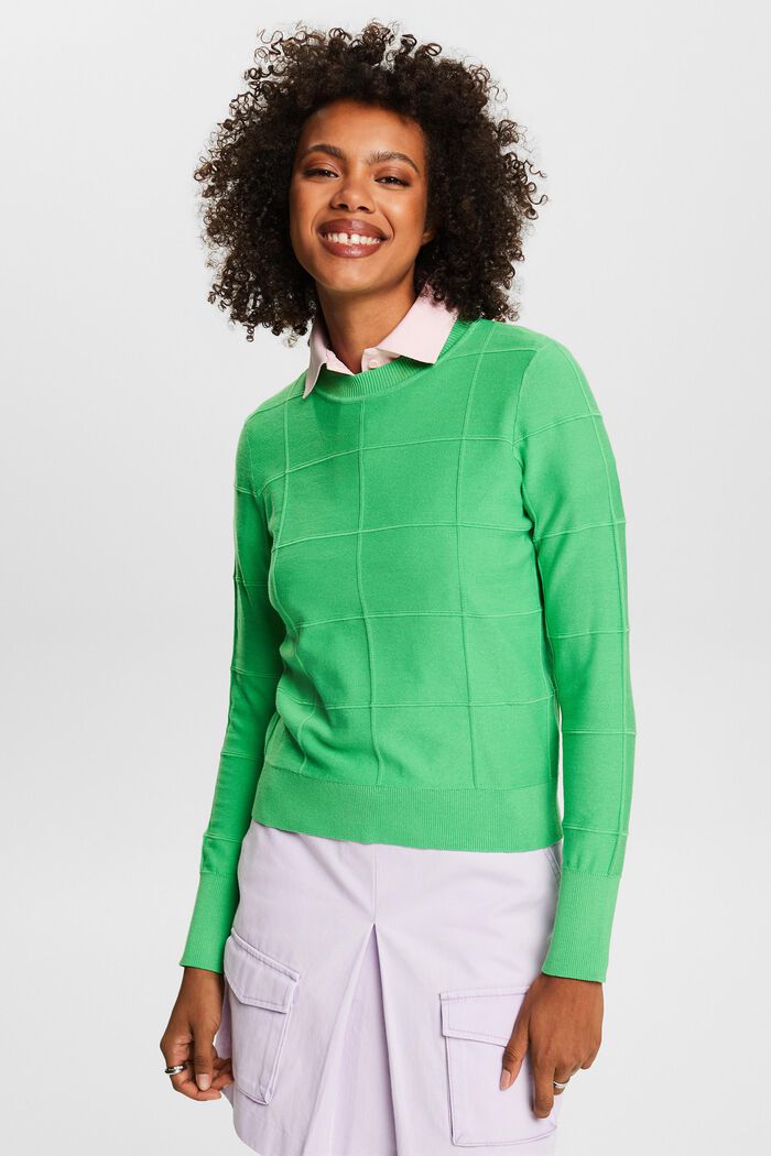 Farveafstemt gittersweater med struktur, CITRUS GREEN, detail image number 0