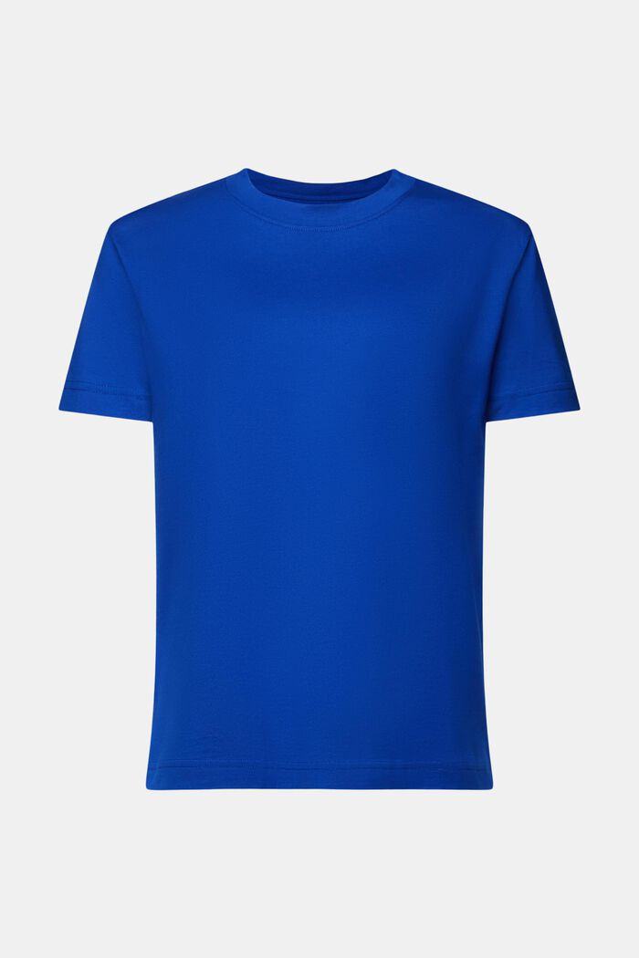 T-shirt i pimabomuld med rund hals, BRIGHT BLUE, detail image number 6