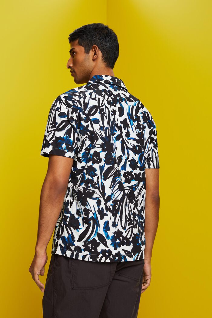 Mønstret skjorte med korte ærmer, 100 % bomuld, NAVY, detail image number 4