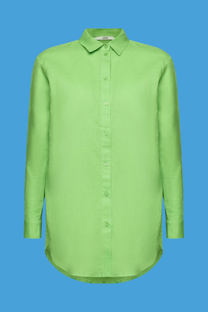 Skjorte i hør- og bomuldsmiks, GREEN, detail image number 6