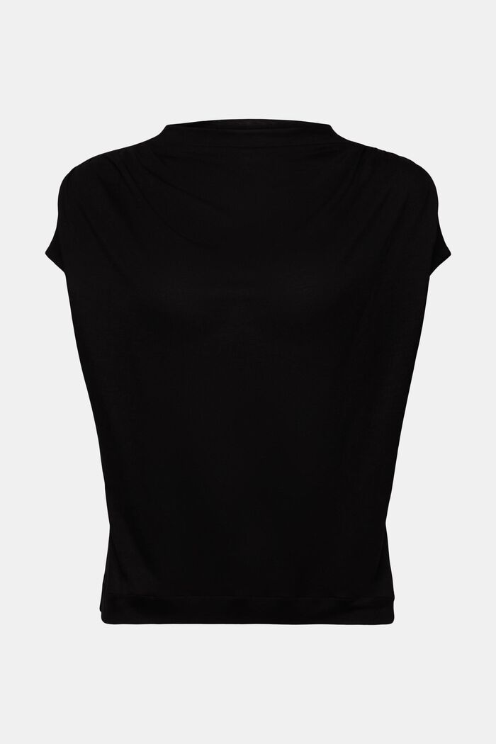 Jersey-T-shirt med høj hals, BLACK, detail image number 6