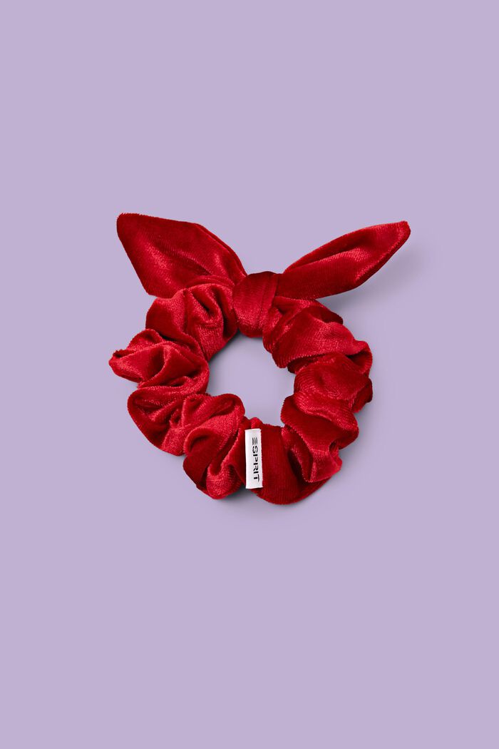 Scrunchie i fløjl med sløjfe, DARK RED, detail image number 0