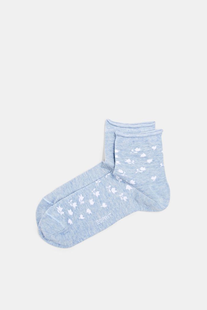 Pakke med 2 par korte sokker med blomstermønster, JEANS, detail image number 0