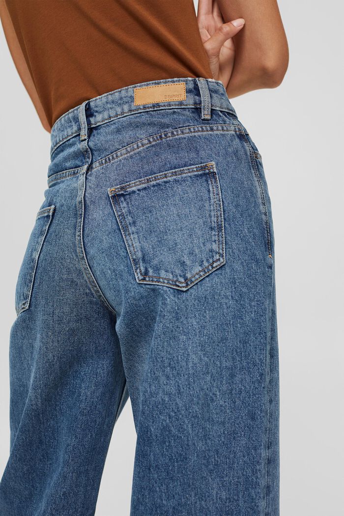 Jeans med vidde i benene, 100% økologisk bomuld, BLUE MEDIUM WASHED, detail image number 5