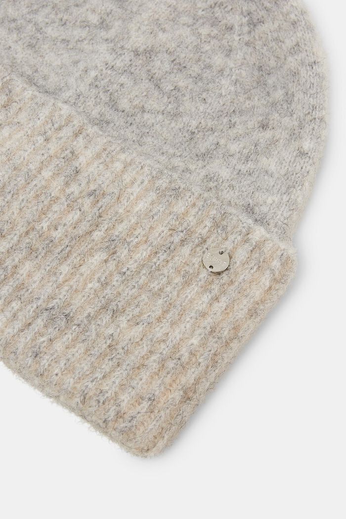 Beanie i uld-/mohairmiks, GREY, detail image number 1
