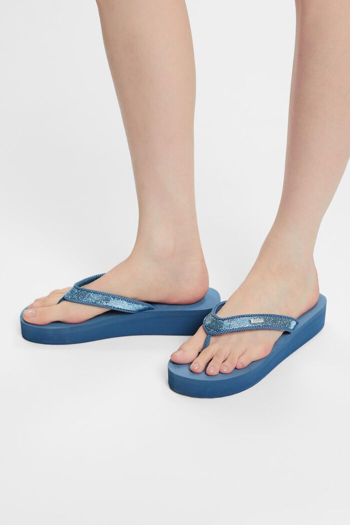 Slippers med platformsål og tårem, BLUE, detail image number 1