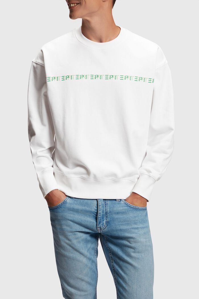 Yagi Archive ribbet sweatshirt med logo, WHITE, detail image number 0