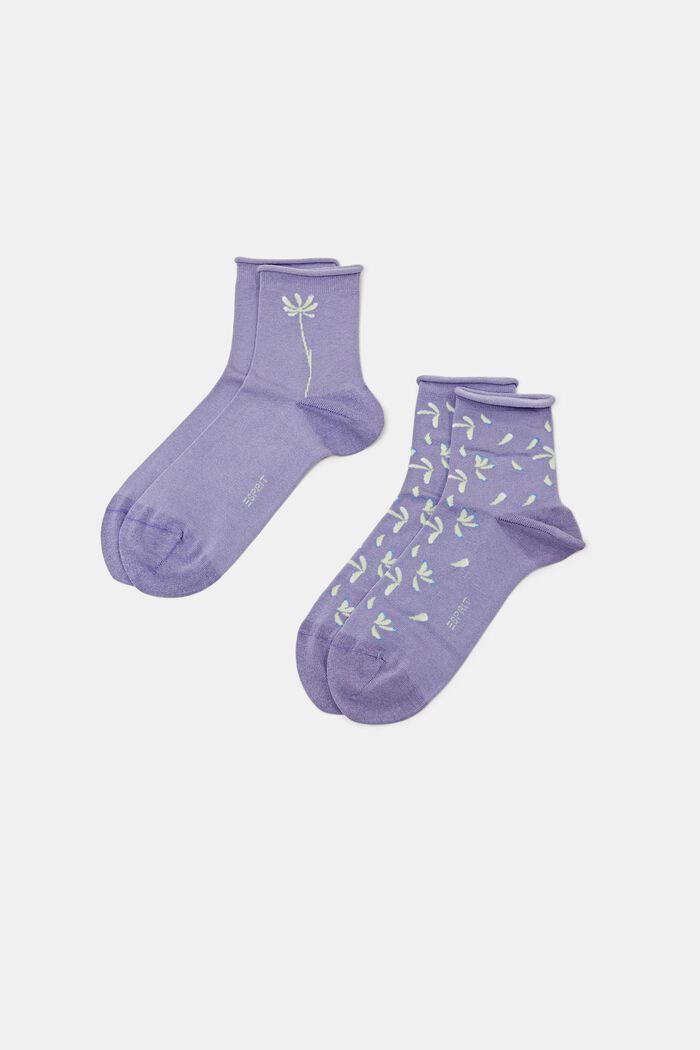 Pakke med 2 par strikkede sokker med print, THIMBLE, detail image number 0
