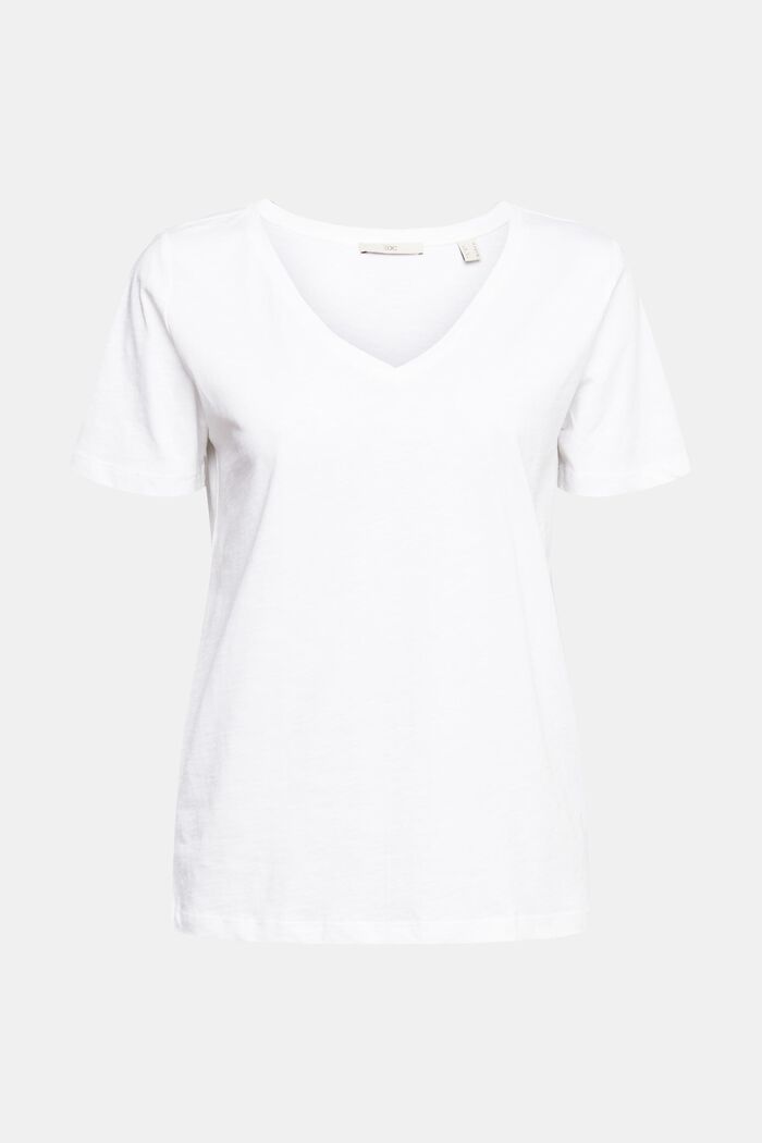 T-shirt med V-udskæring, WHITE, detail image number 6