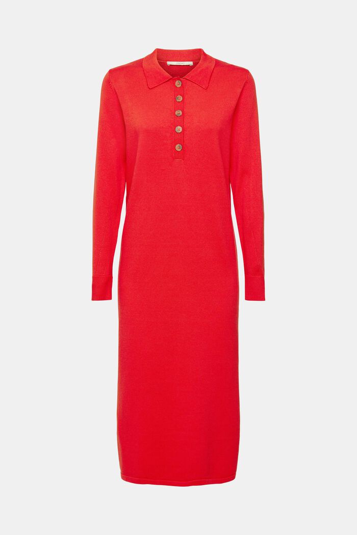 Strikket kjole med polokrave, RED, detail image number 5