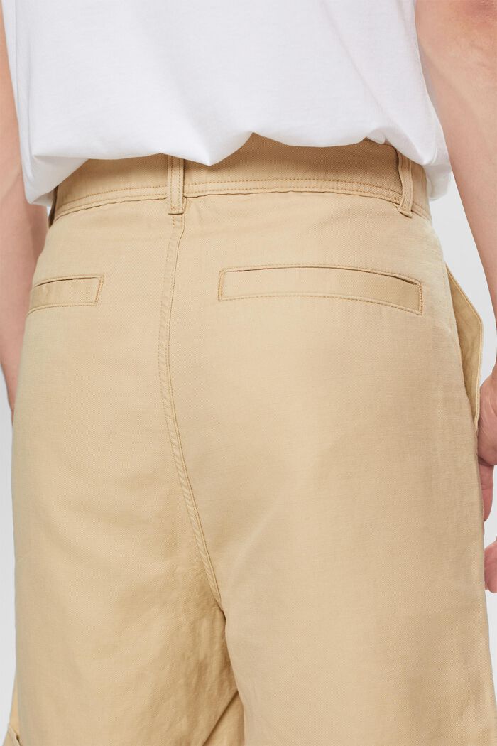 Bermuda-shorts, bomuld/hør-blanding, SAND, detail image number 4