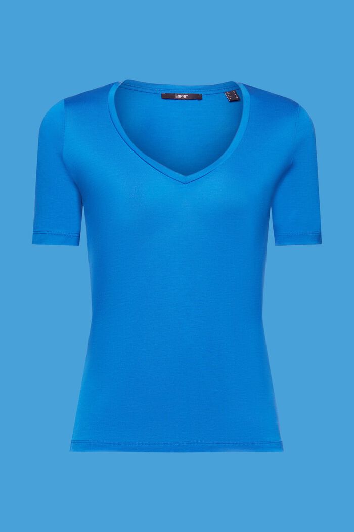 T-shirt med V-hals, TENCEL™, BRIGHT BLUE, detail image number 7