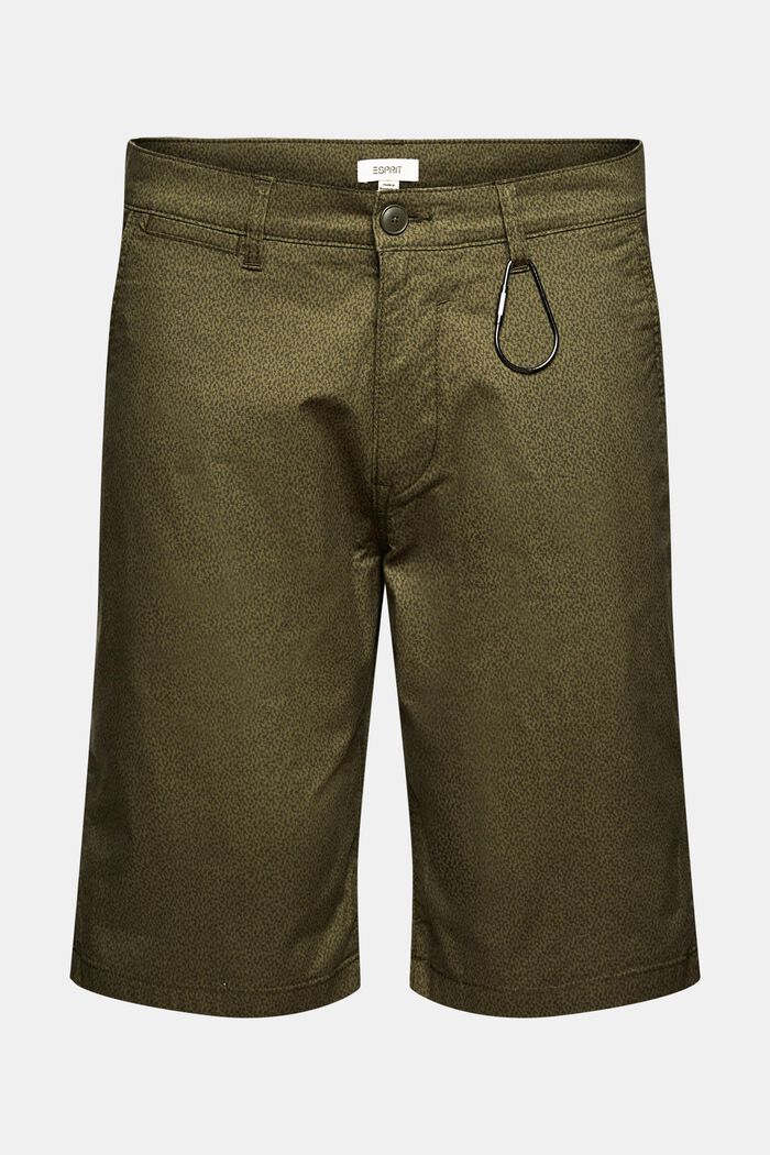 Shorts med nøglering og print, økologisk bomuld, OLIVE, detail image number 7