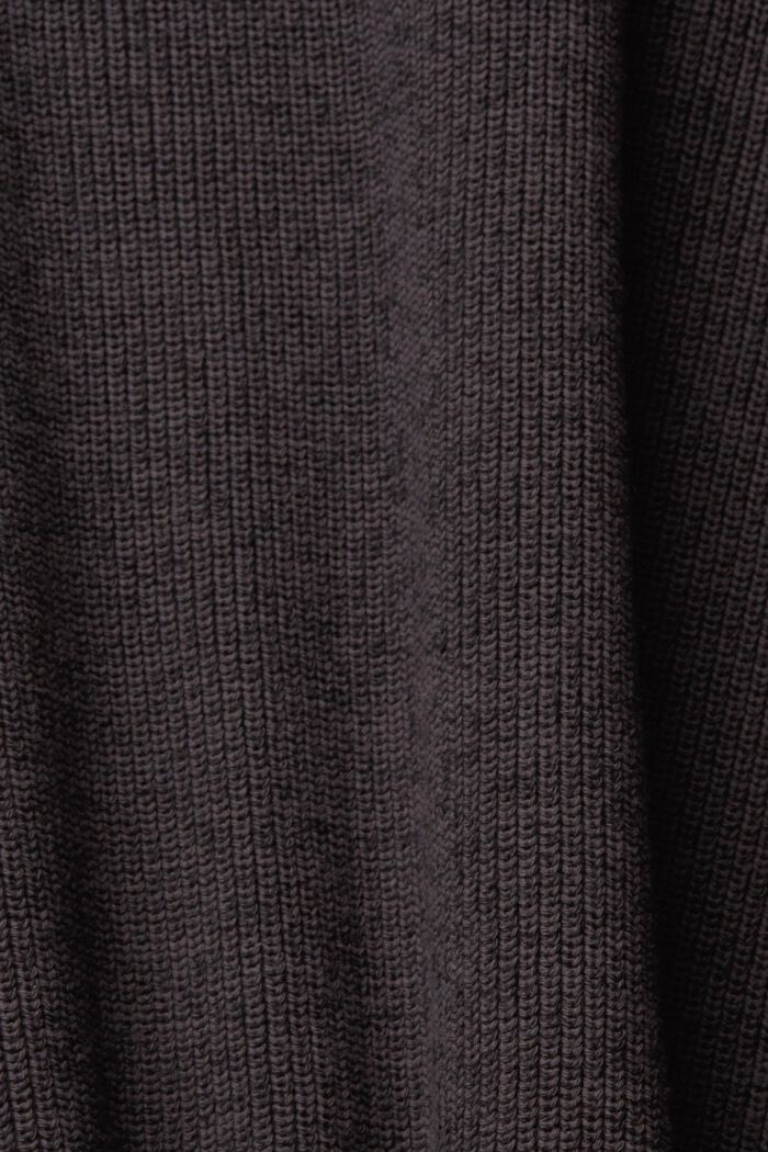 Strikket pullover med halv lynlås, ANTHRACITE, detail image number 5