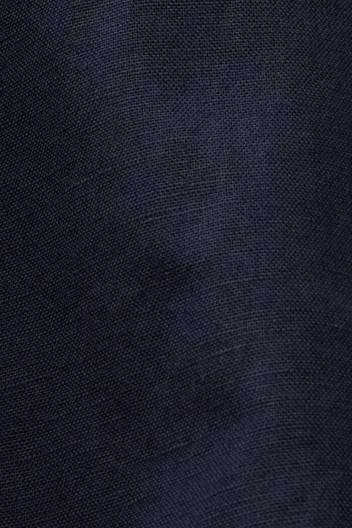 Culottebukser i bomuld/hør med stramt bælte, NAVY, detail image number 6