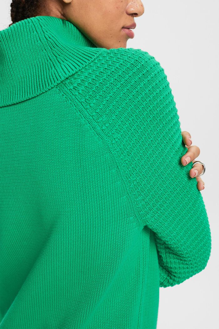 Rullekravesweater i bomuld, GREEN, detail image number 1