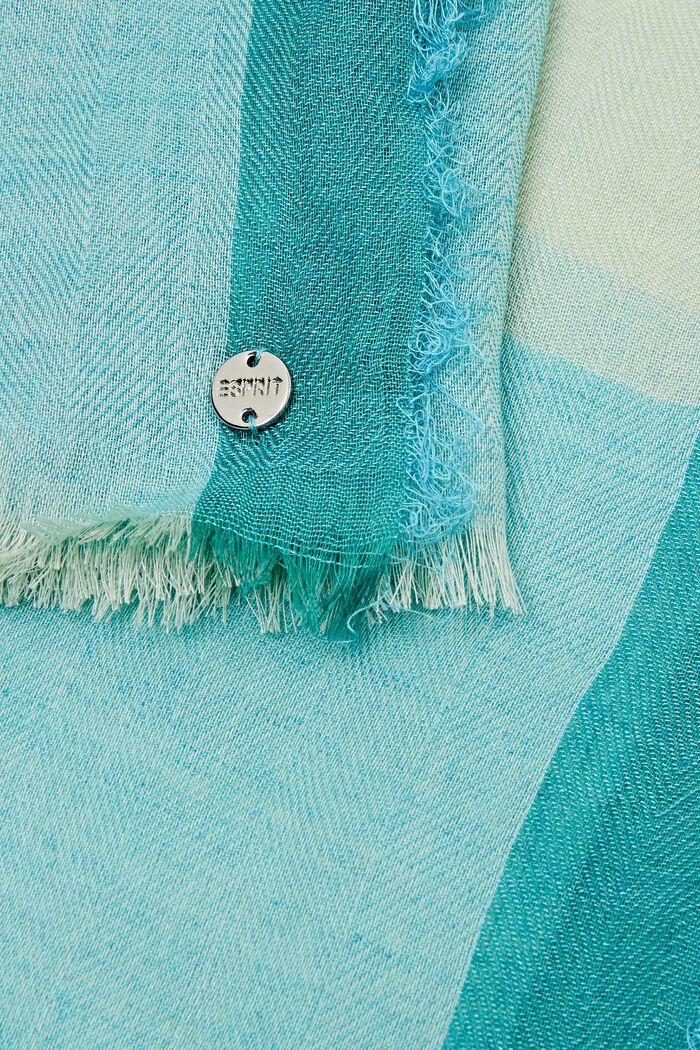 Trefarvet vævet tørklæde, AQUA GREEN, detail image number 1