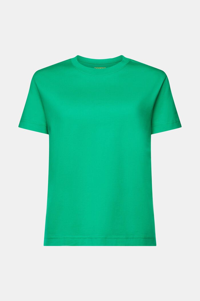 T-shirt i pimabomuld med rund hals, GREEN, detail image number 6