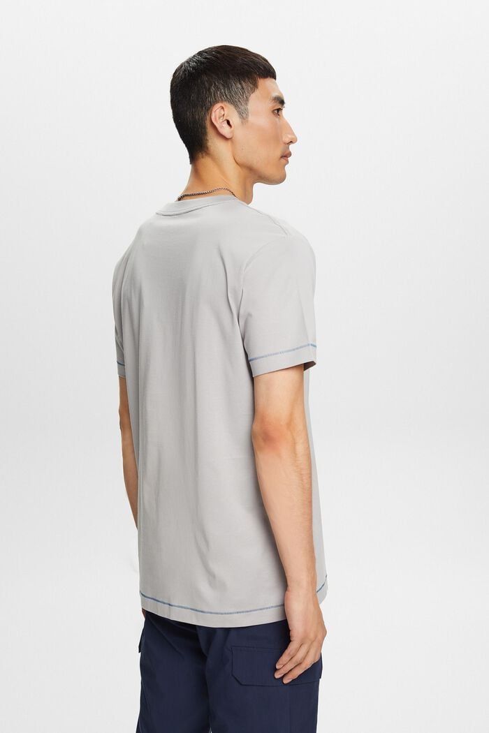 Jersey-T-shirt med rund hals, 100 % bomuld, LIGHT GREY, detail image number 3