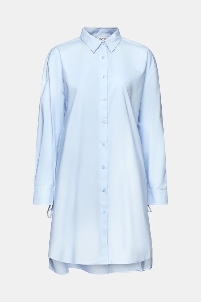 Skjortekjole i poplin med bindedetalje, LIGHT BLUE LAVENDER, detail image number 6