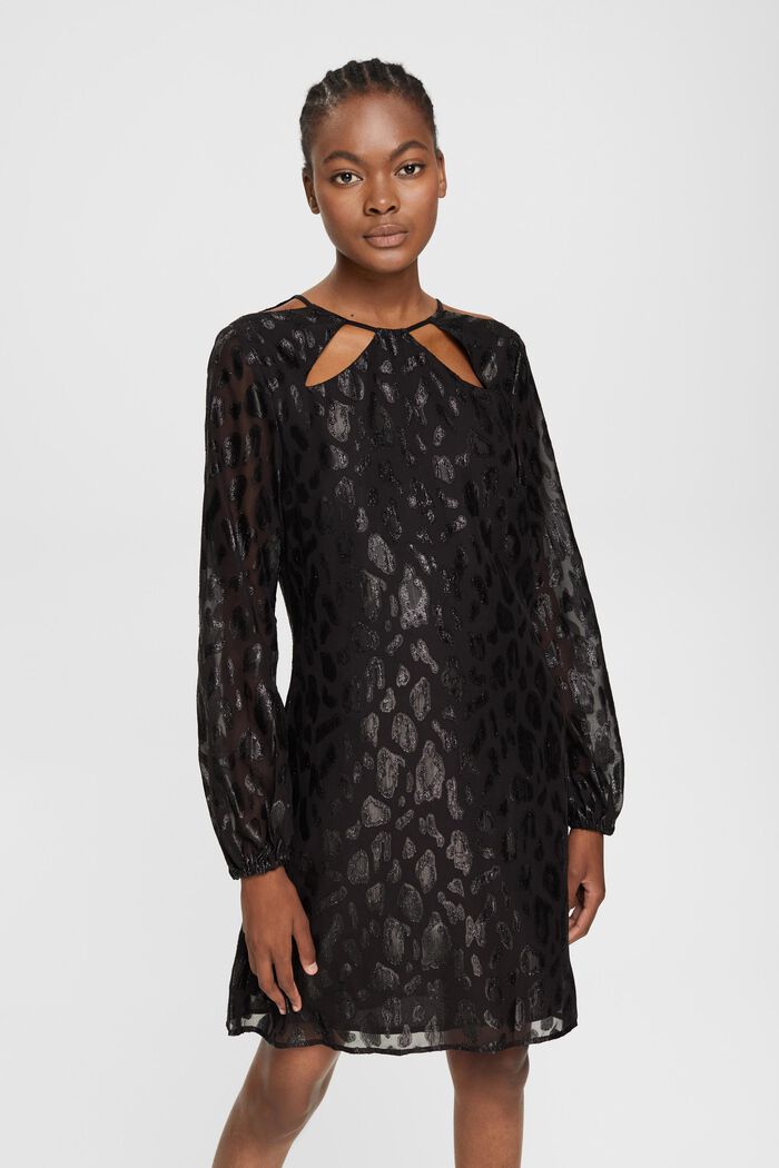 Mønstret kjole med glimmereffekt, BLACK, detail image number 0