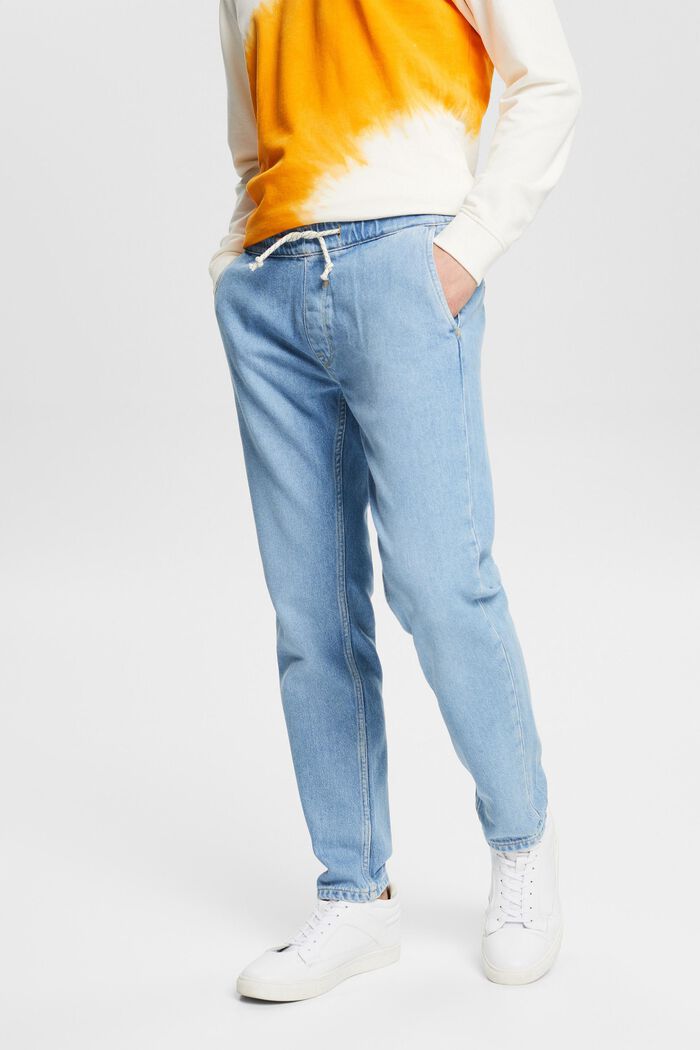 Jeans med elastisk linning med indvendig snor