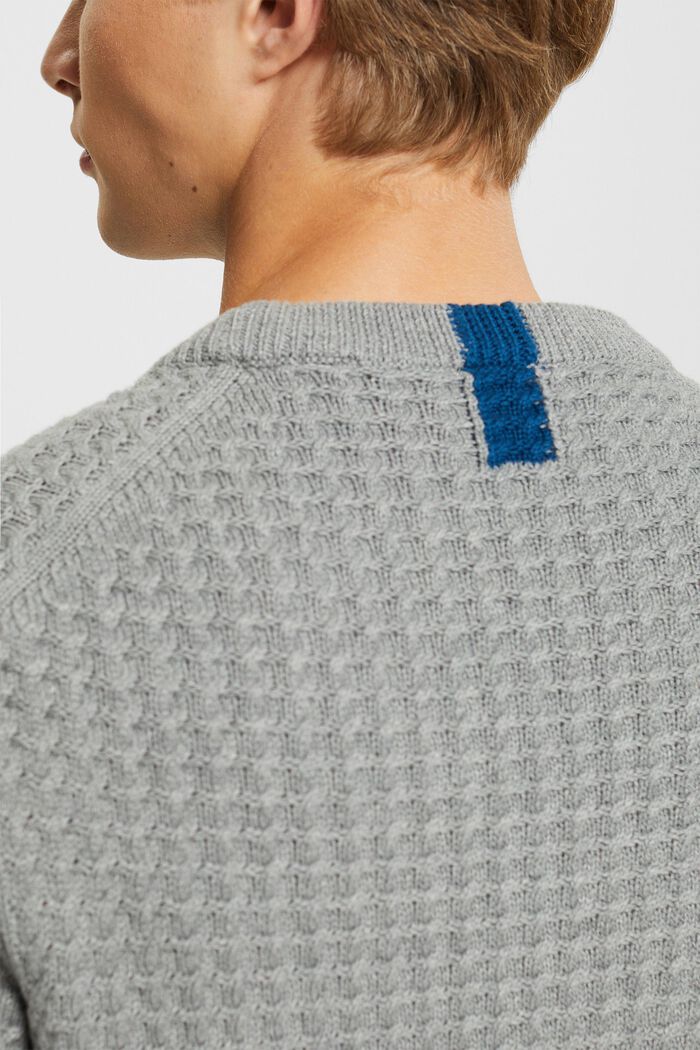 Sweater i strukturstrik, MEDIUM GREY, detail image number 2