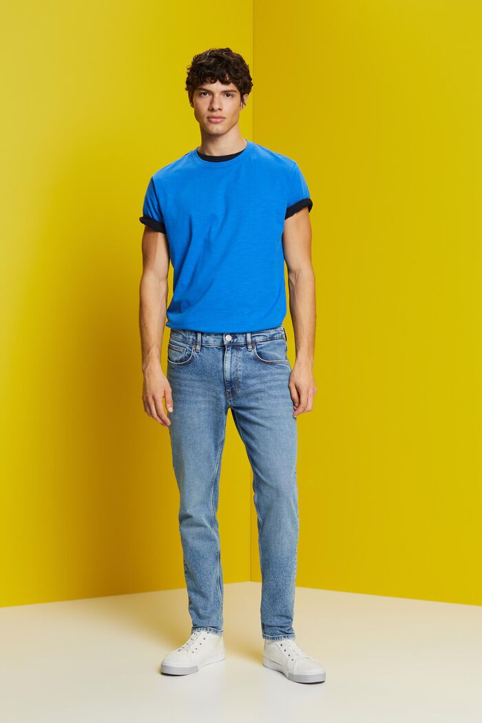Smalle jeans i stretchbomuld, BLUE MEDIUM WASHED, detail image number 1